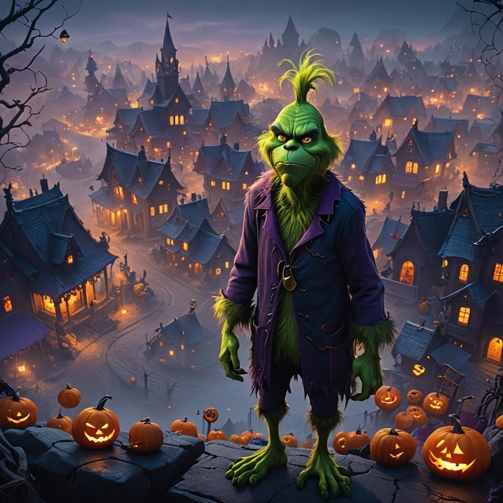 Grinch Steals Halloween: Dark Fantasy Concept Art