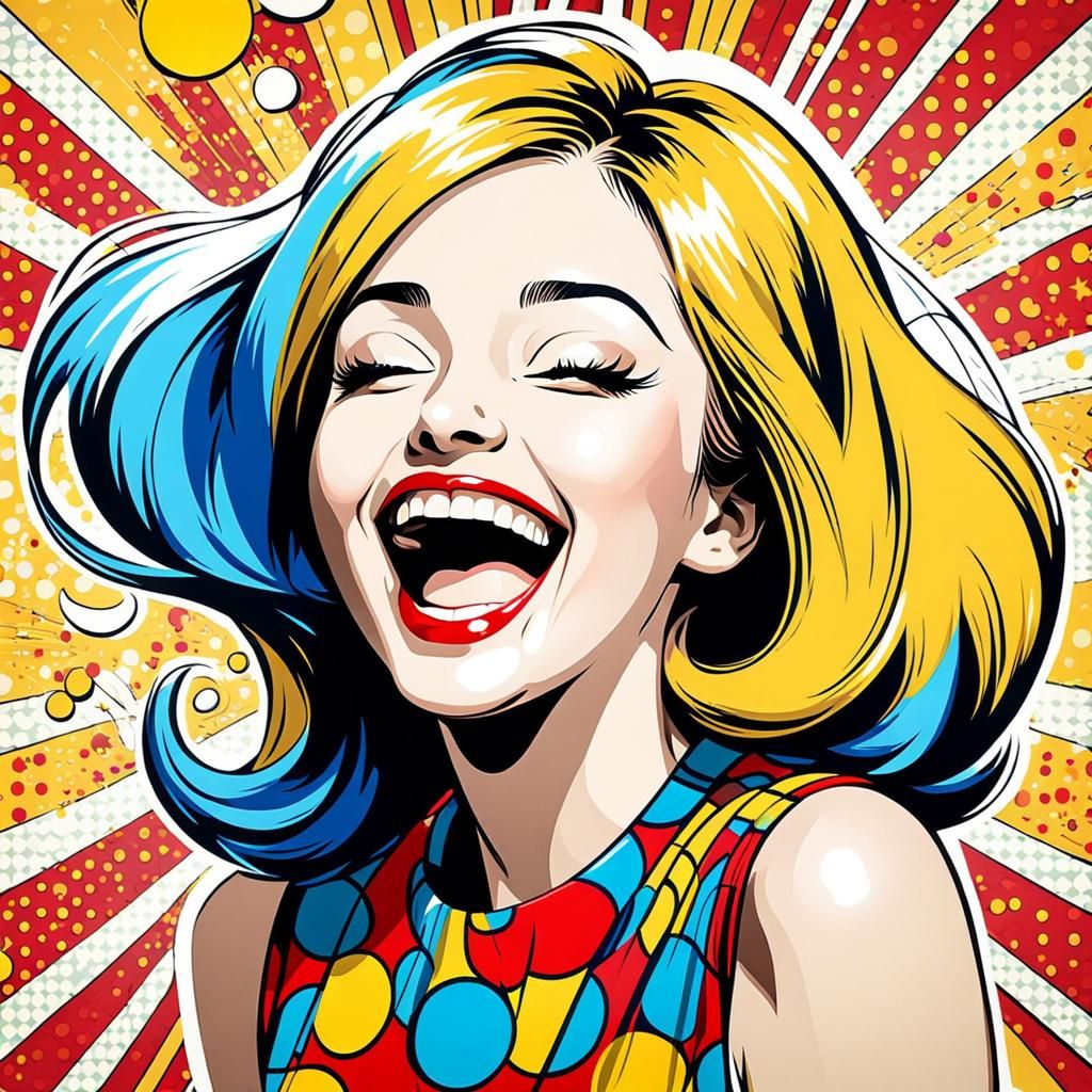 Laughing Woman in Pop Art Style
