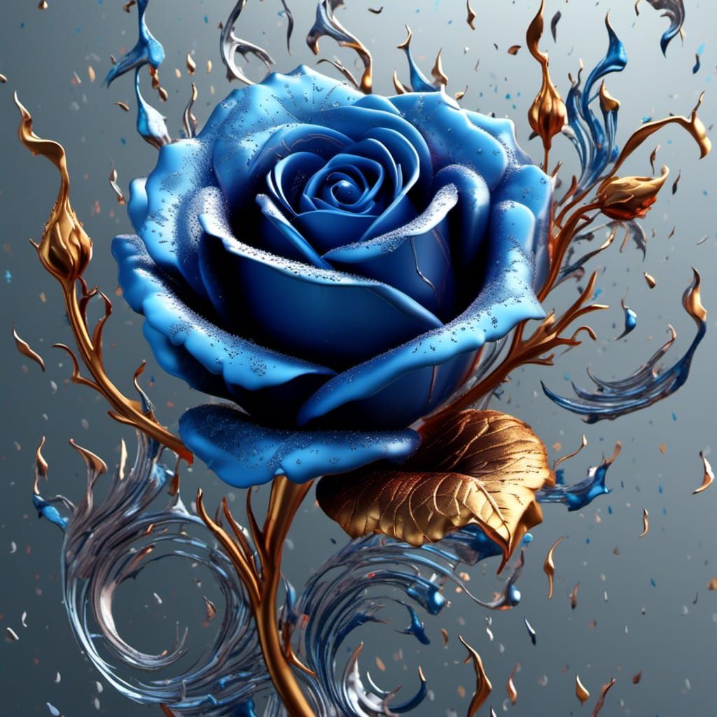 Blue Rose Music Note Fantasy Art