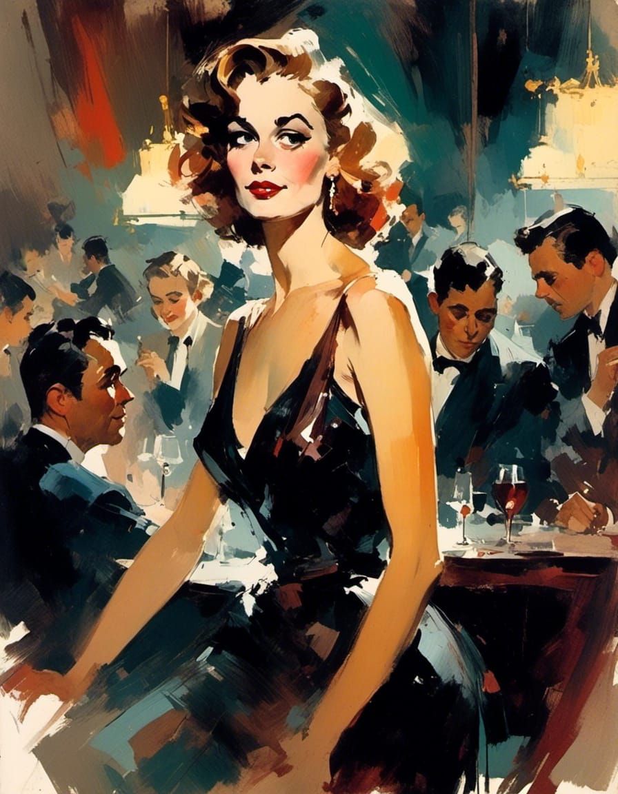 Melancholic Lounge Singer in Noir Jazz Club