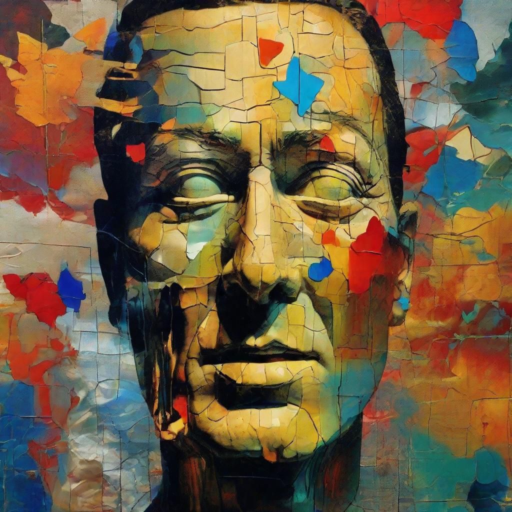 Surreal Fragmented Face in a Dazzling Digital Dreamscape