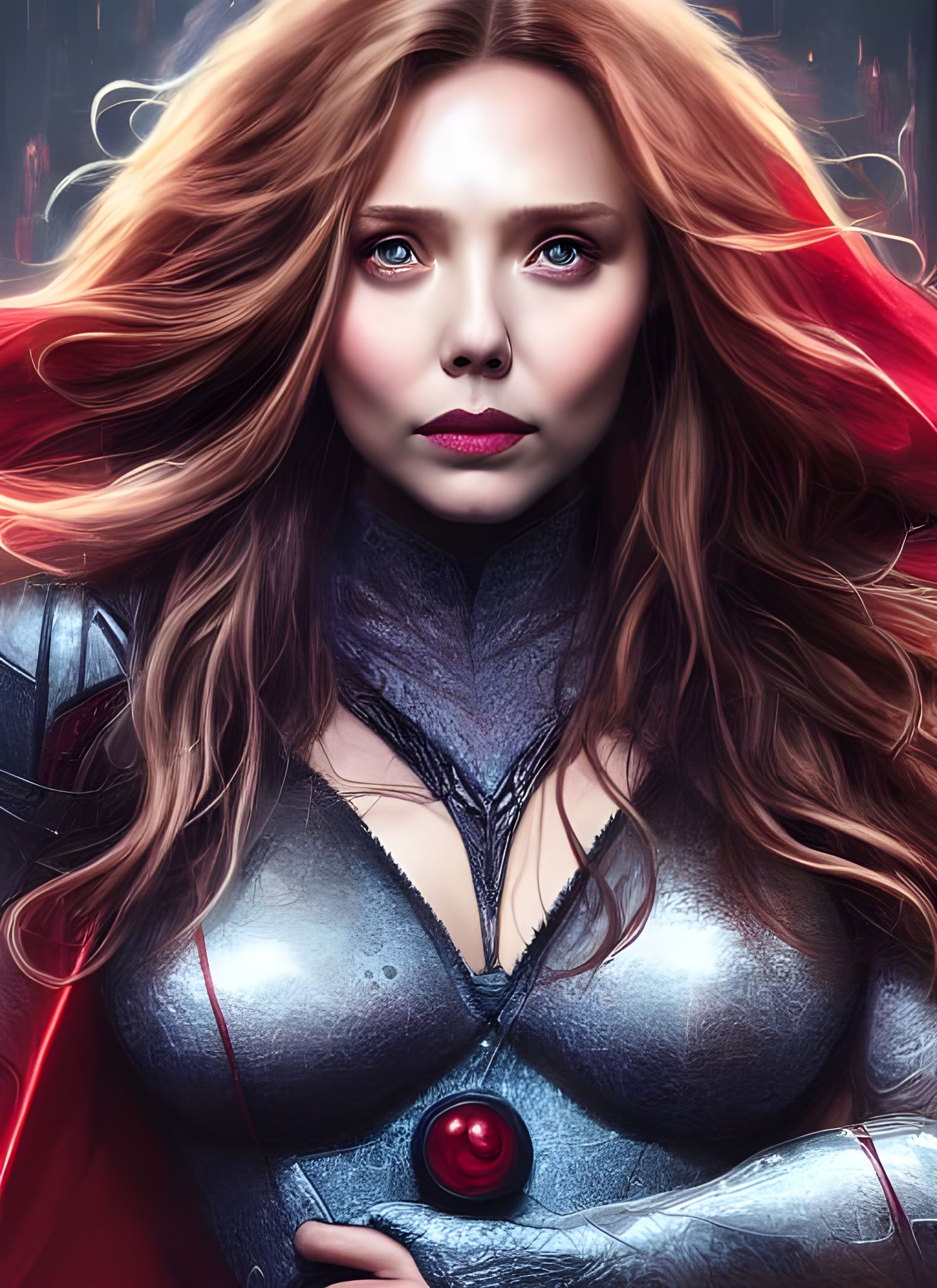 Scarlet Witch Portrait in Detailed Matte Painting Style