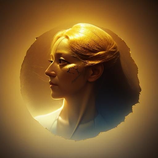 Golden Heart Over Faded Photo in Surreal Style