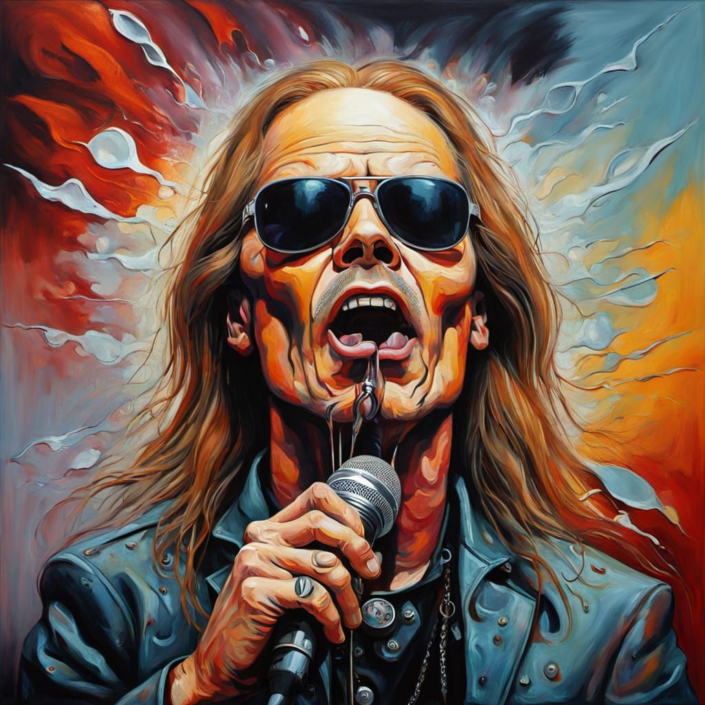 Surreal Axl Rose Caricature as Melting Dali Masterpiece