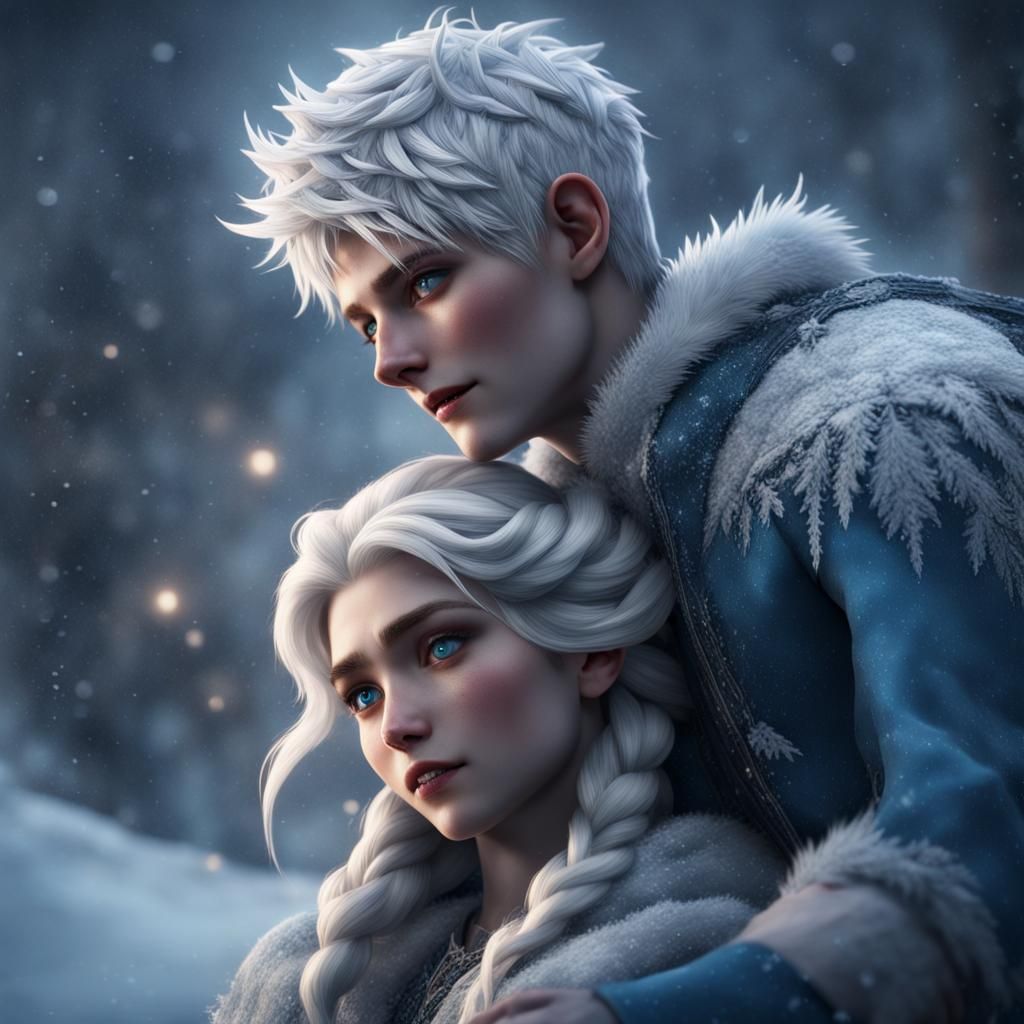 Jack Frost and Elsa in Winter Blizzard