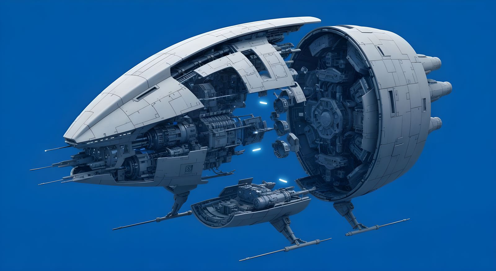 Alien Spacecraft Exploded Schematic Technical Drawing
