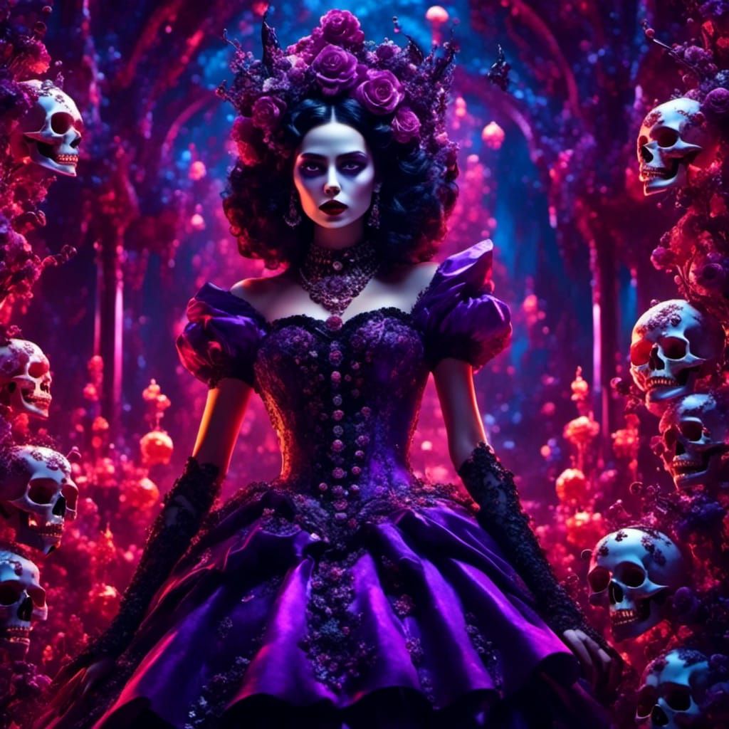 Psychedelic Goth Queen in a Fantasy World