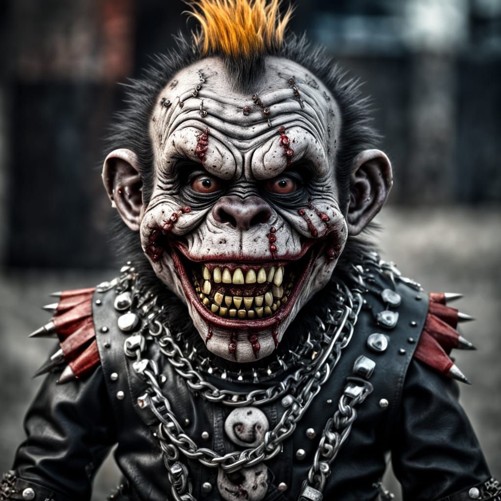 Cyberpunk-Inspired Zombie Monkey Clown