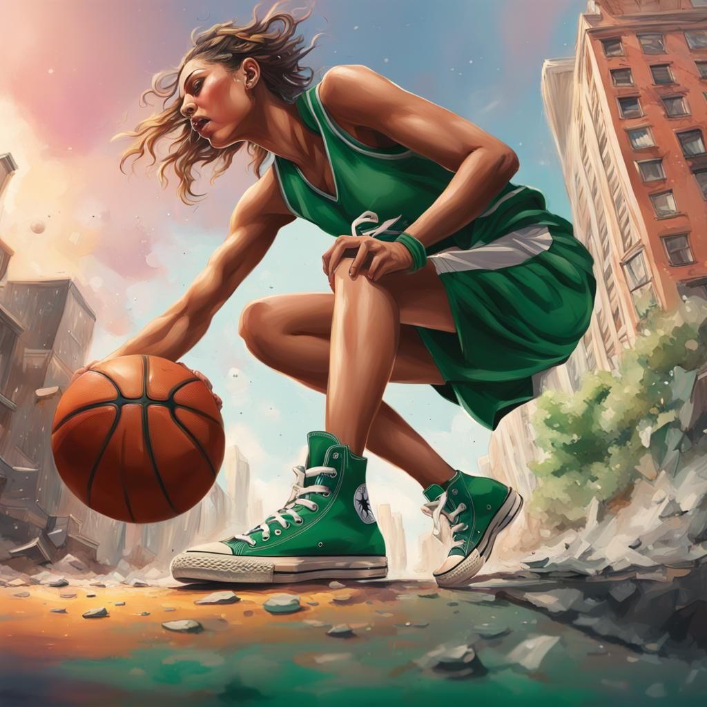 Hyperrealistic Giantess Plays Basketball, City Destruction