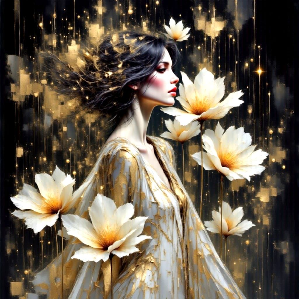 Fantasy Woman Opening Gate to Nature, Double Exposure