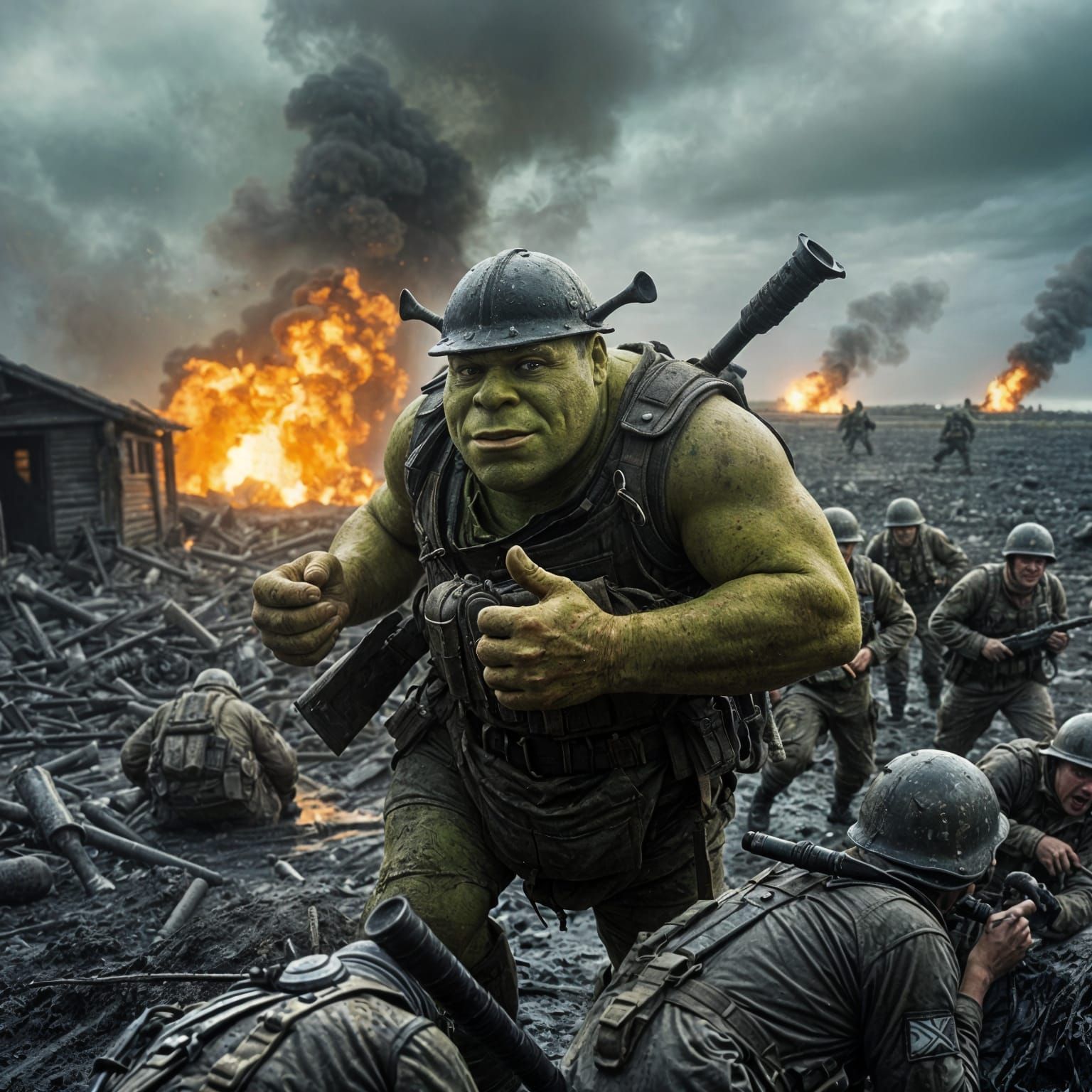 Shrek Lands on D-Day: A Humorous WWII Scene