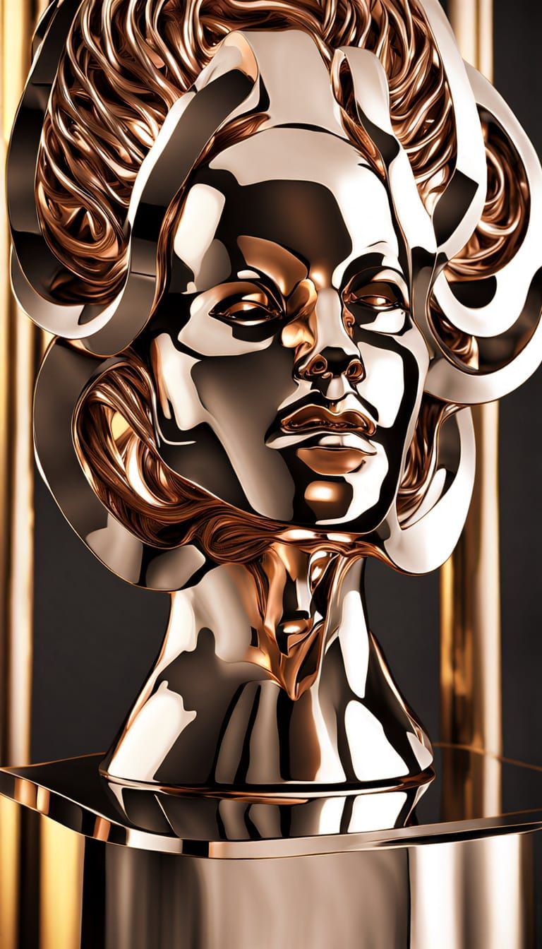 Vorticism Statue: Machine Age Power in Chrome, Copper, and B...