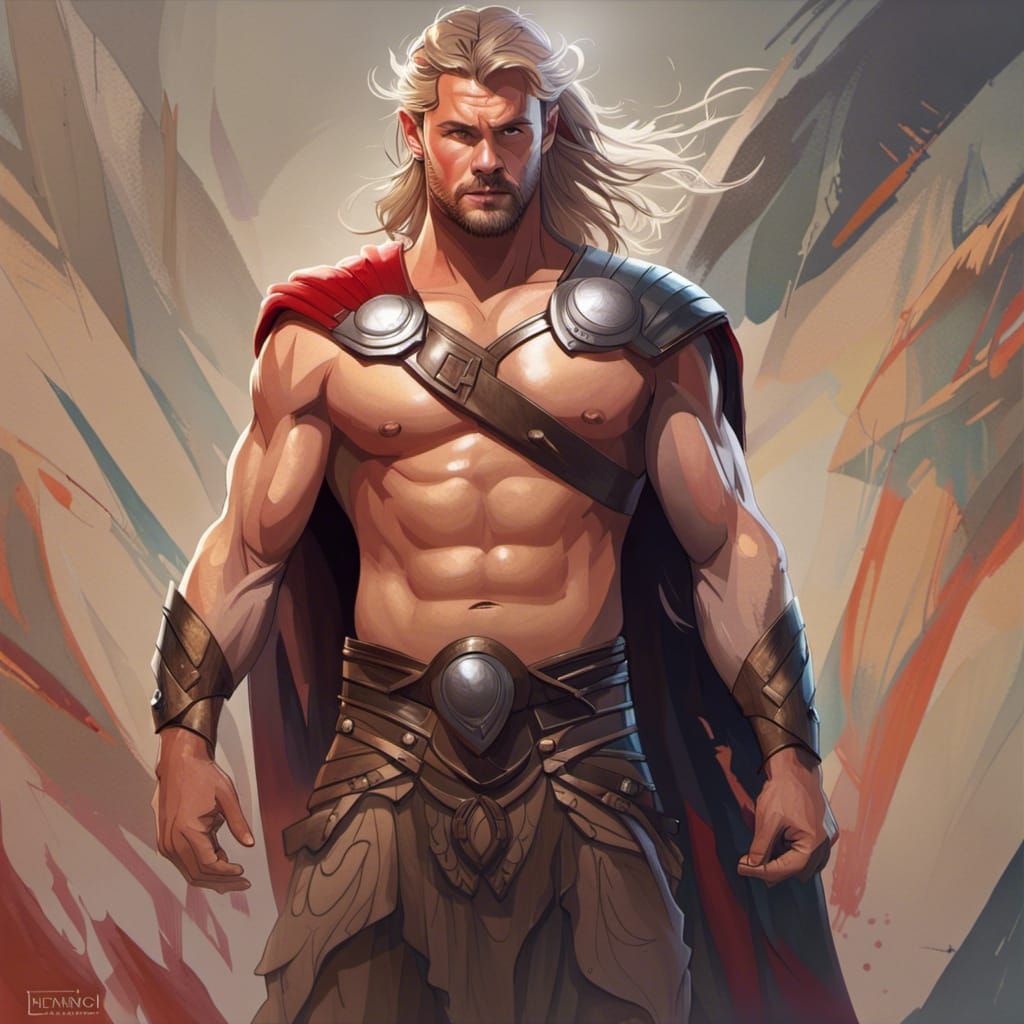 Muscular Tribal Chieftain Portrait in Hyperdetailed Style