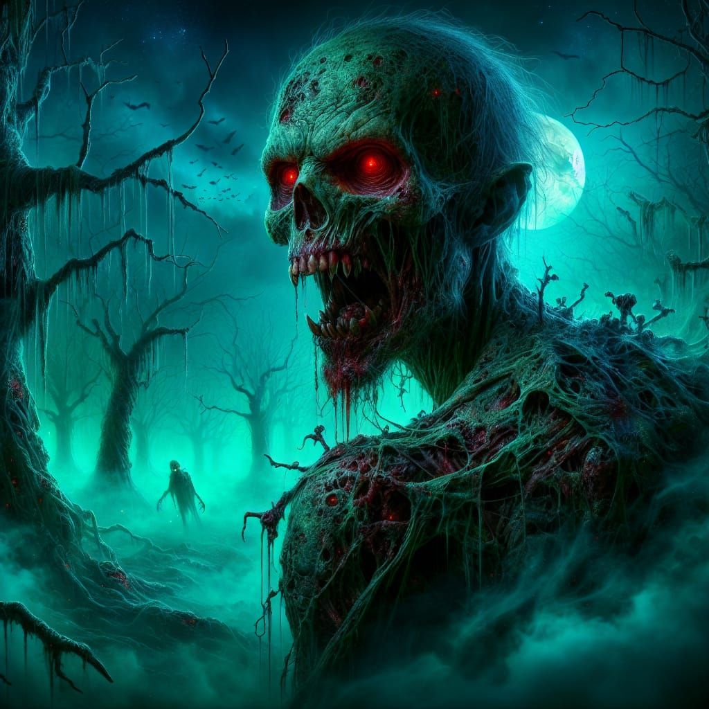 Undead Zombie Werewolf in Haunted Forest