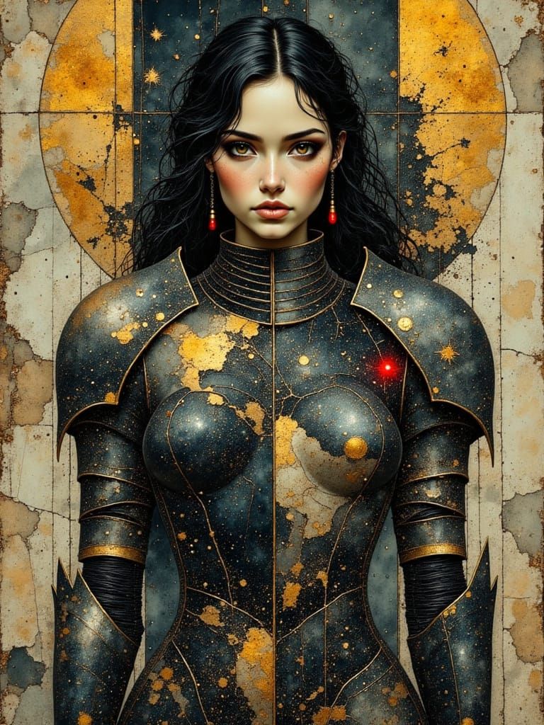 Lady of War in Intricate Armor, Dark Fantasy Art
