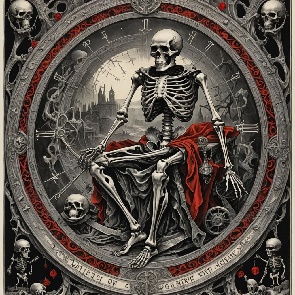 Wheel of Fortune Tarot Card in Horror Style