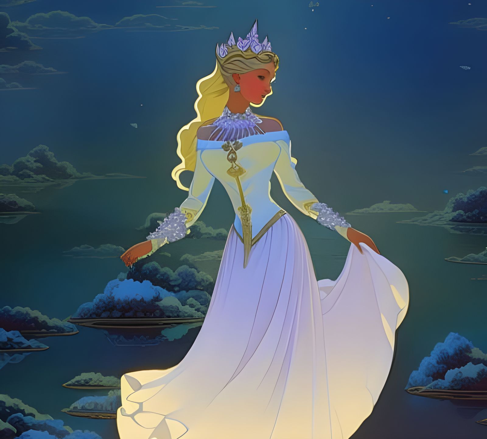 Blond Princess Surrounded by Crystal Magic