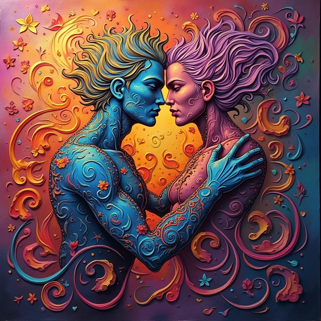 Vibrant Expressionist Portrait of Love