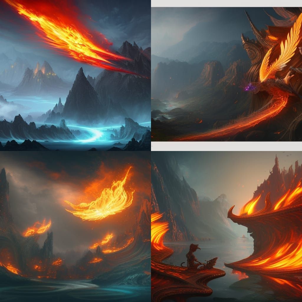 Flaming Bow: Detailed Fantasy Concept Art