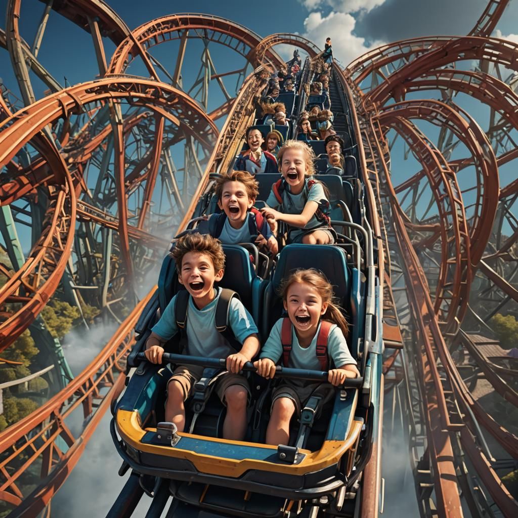 Brother and Sister's Roller Coaster Ride