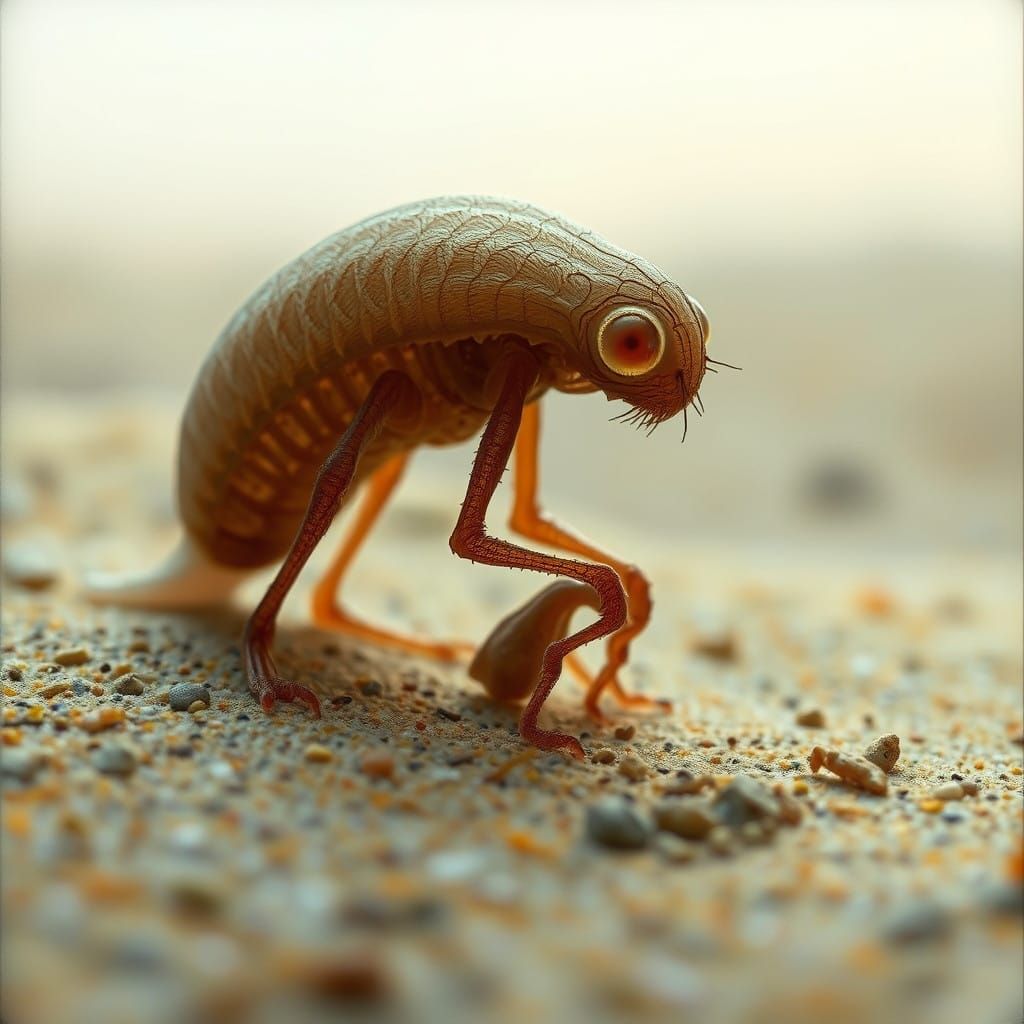 Ethereal Sand Flea Spirit Observes Serene Dreamlike World