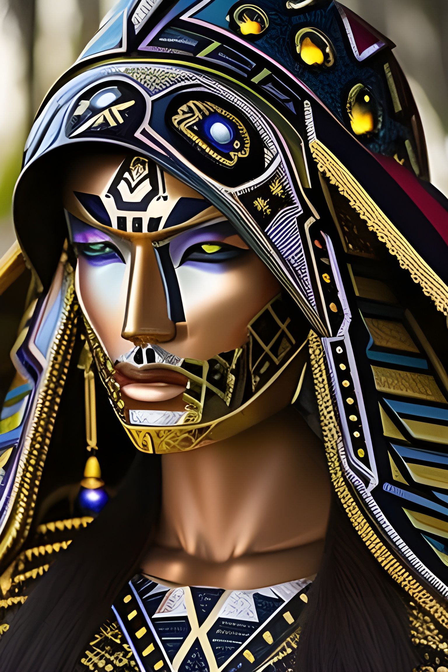 Aztec Astronaut with Fire Magic Portrait