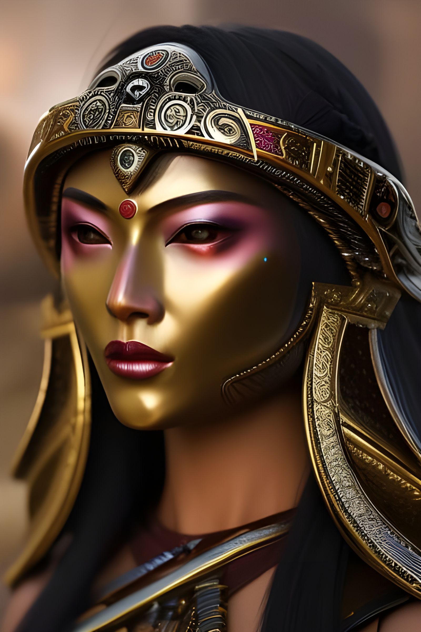 Aztec Astronaut Portrait with Fire Magic