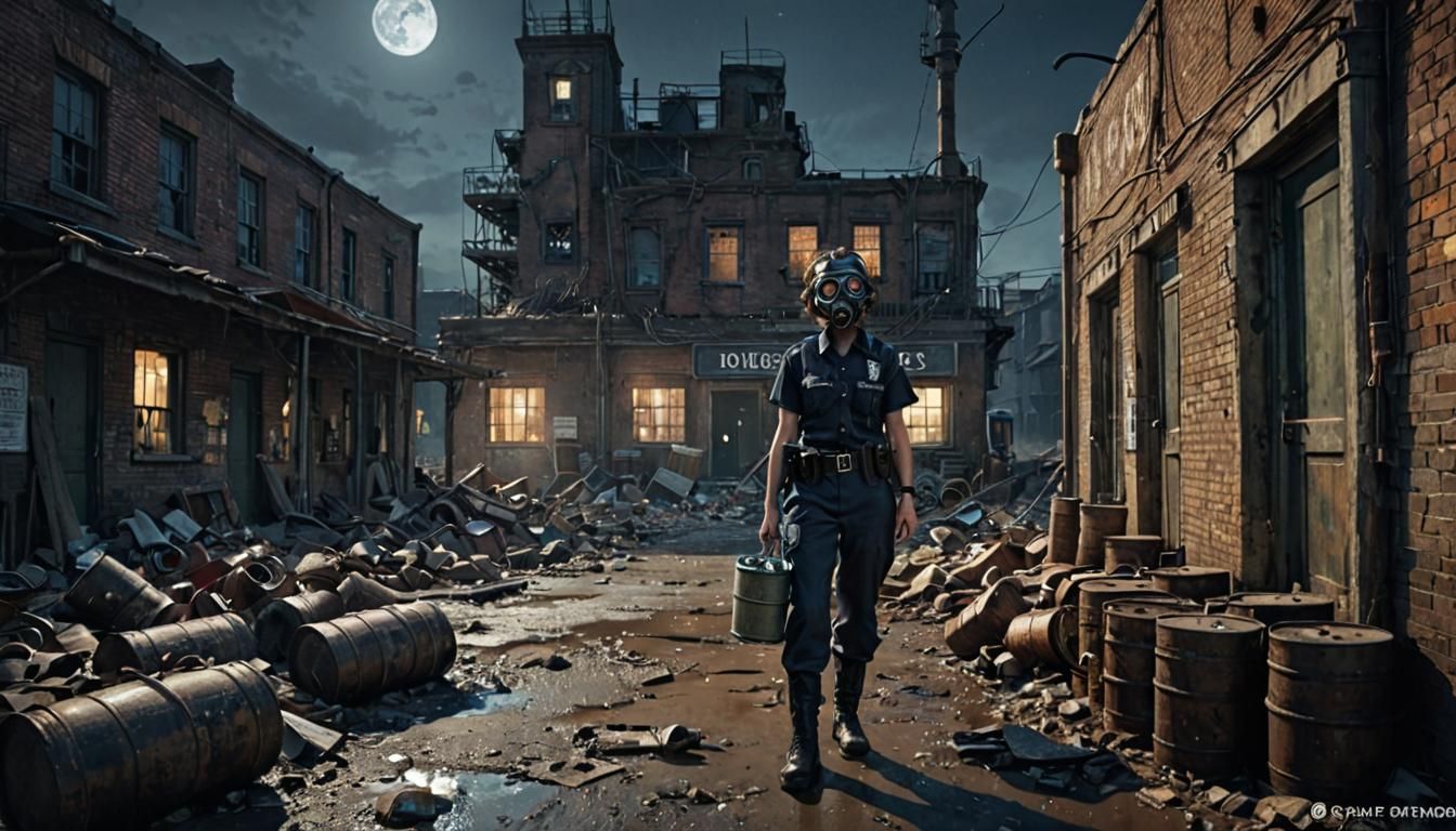 Grimdark 1940s Wasteland: Gas Masked Officer