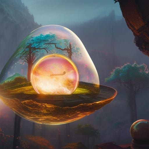 Creation in Ceramic Bubble: Detailed Matte Painting