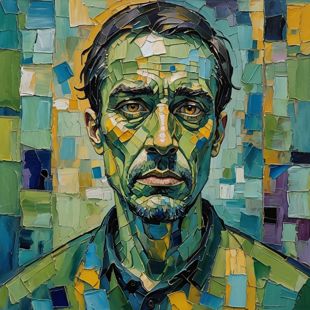 Neo-Expressionist Portrait in Oil with Impasto Texture