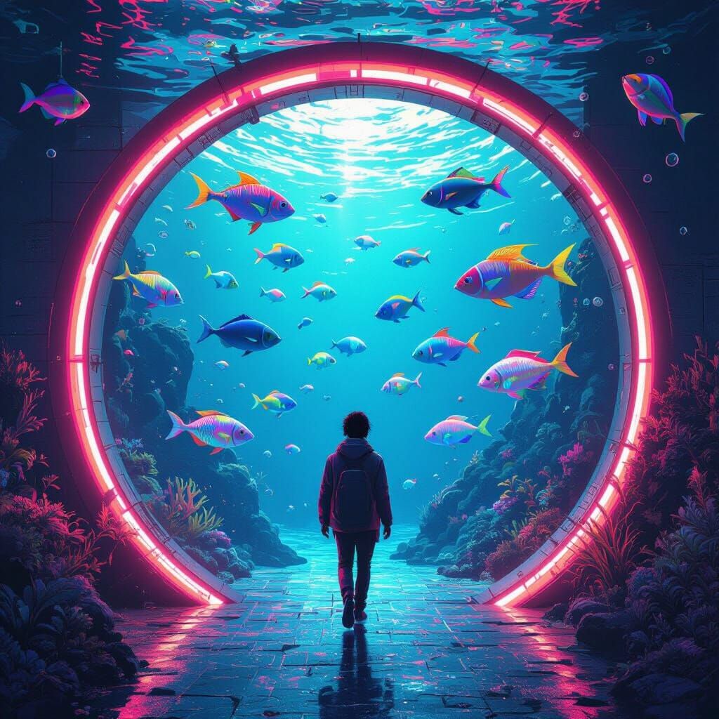 Underwater Portal Transforms Fish to Birds