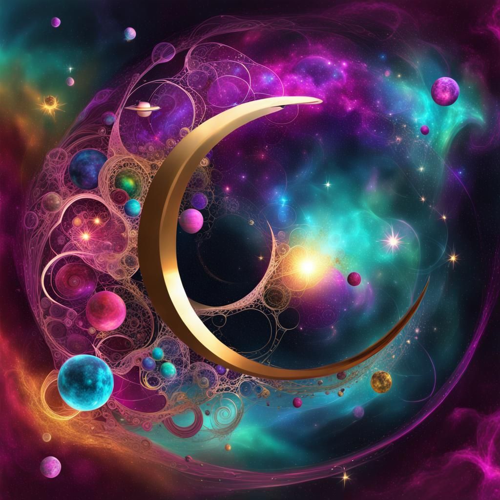 Futuristic Universe with Rainbow Voronoi Nebulas