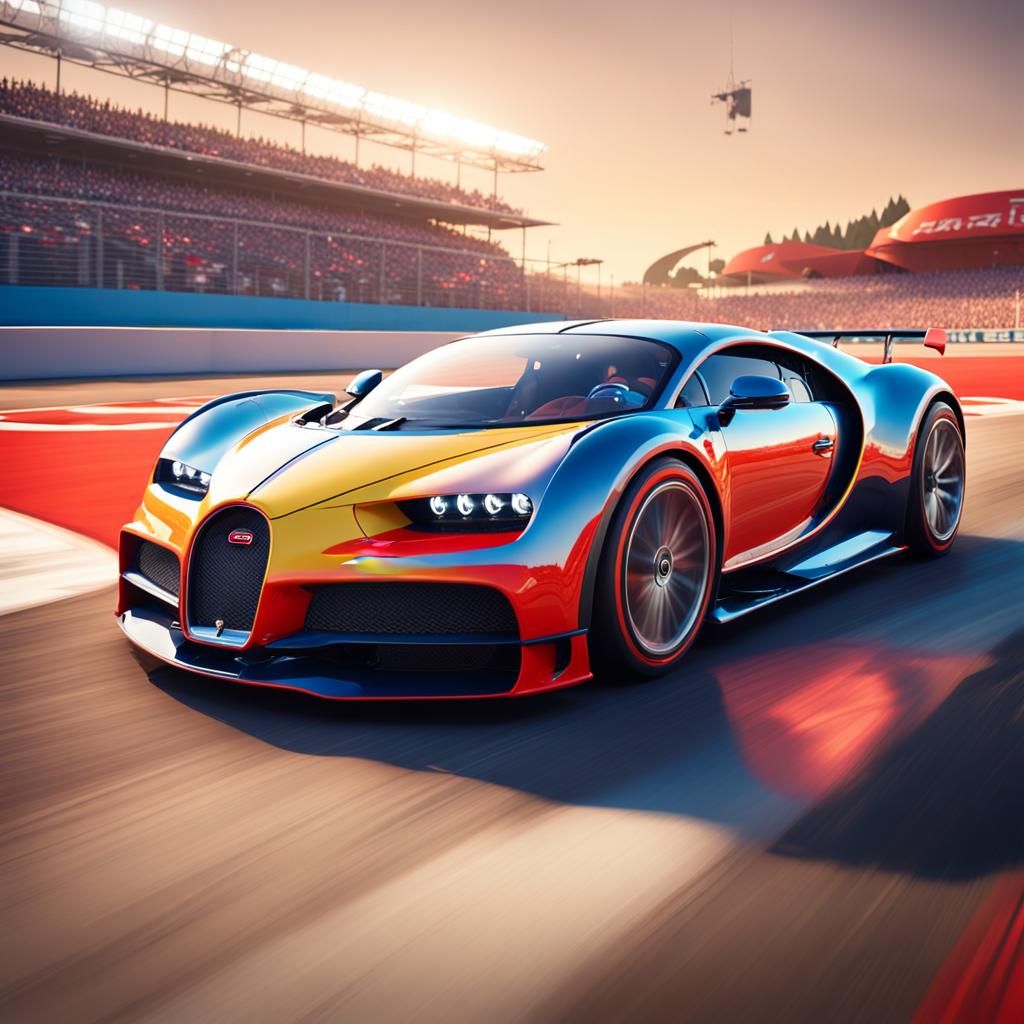 Bugatti and Ferrari Race: 3D Digital Art