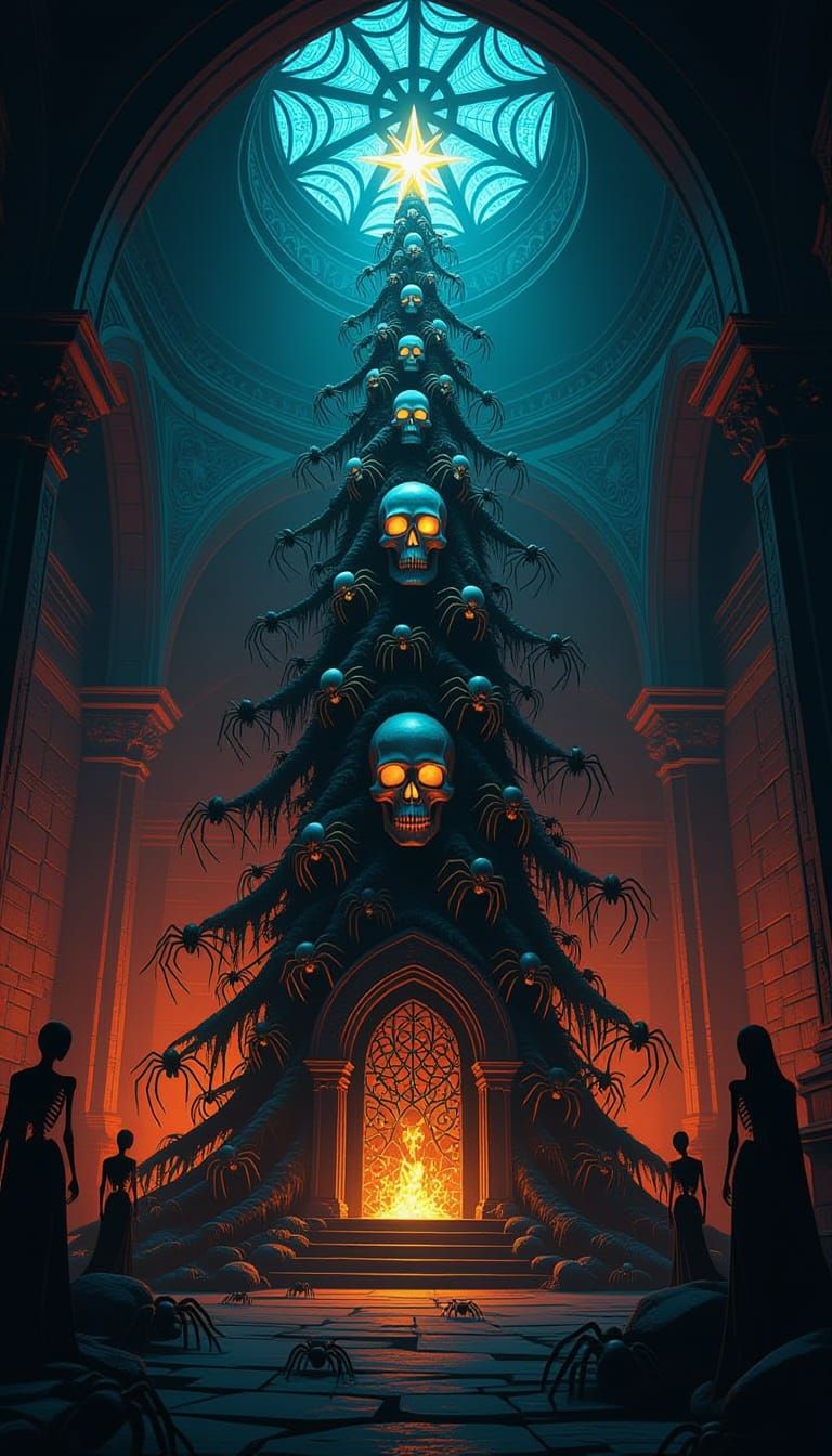 Gothic Crypt Christmas with Spiderweb Tree