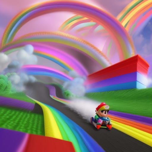 Mario Kart Rainbow Road Fantasy Race in Digital Art