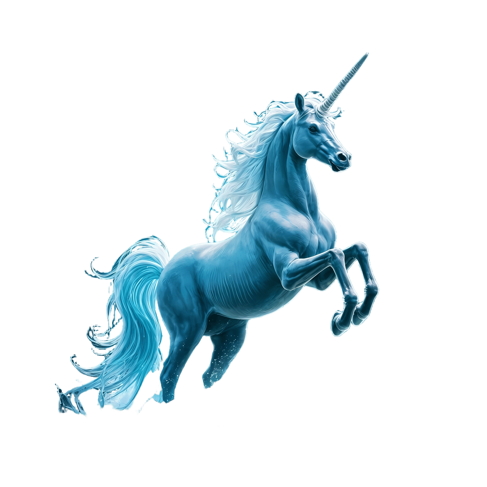 Majestic Water Unicorn Rides the Waves with a Fiery Black Ho...