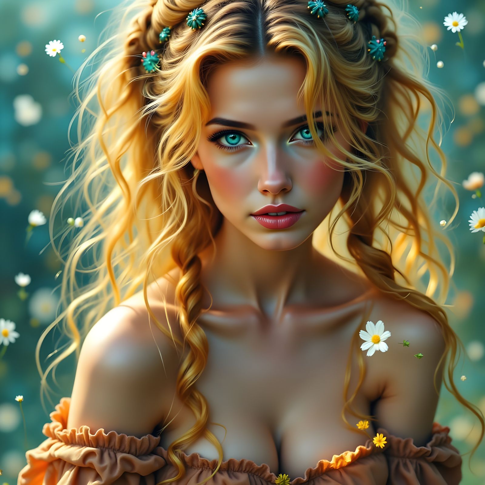 Hyperrealistic Portrait of a Norse Goddess in Golden Blonde ...