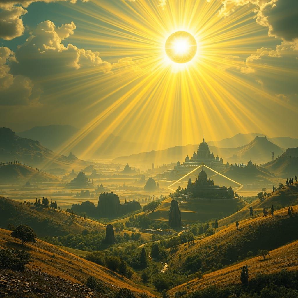 Golden Sunlight Illuminates a Fertile Valley