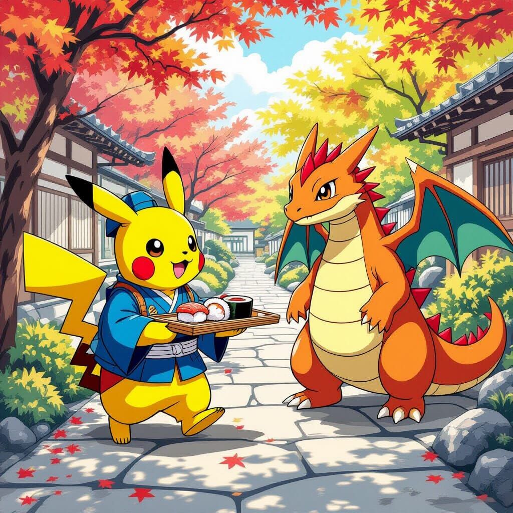Pikachu's Sushi Delivery to Charizard