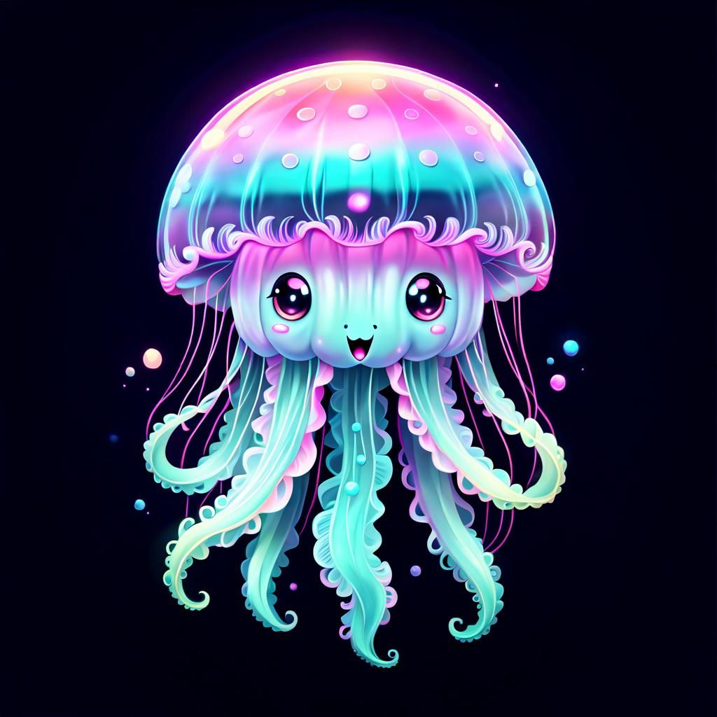 Pastel Goth Jellyfish Icon in 8K Digital Art