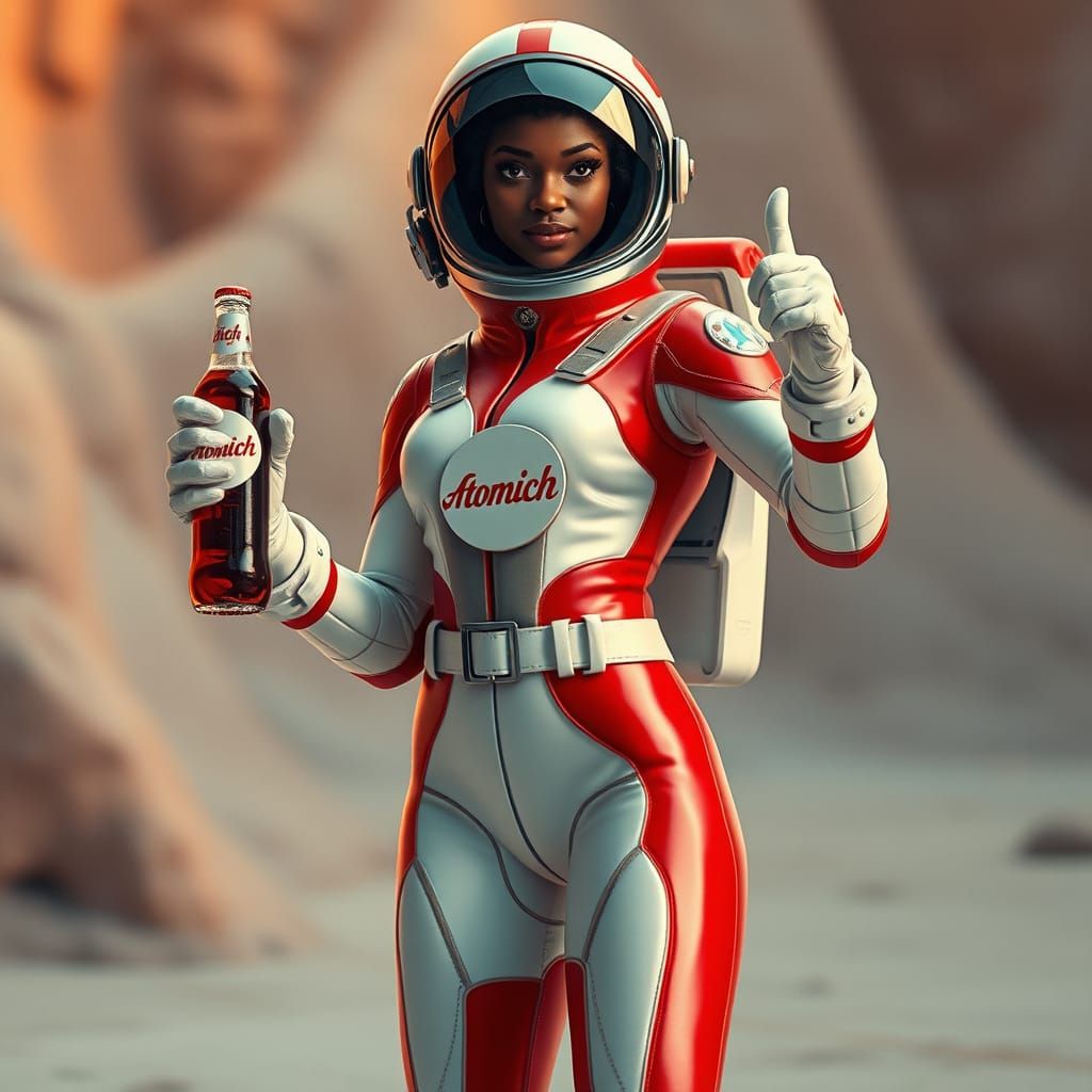 Retro-Futuristic Space Explorer Radiates Confidence and Eleg...