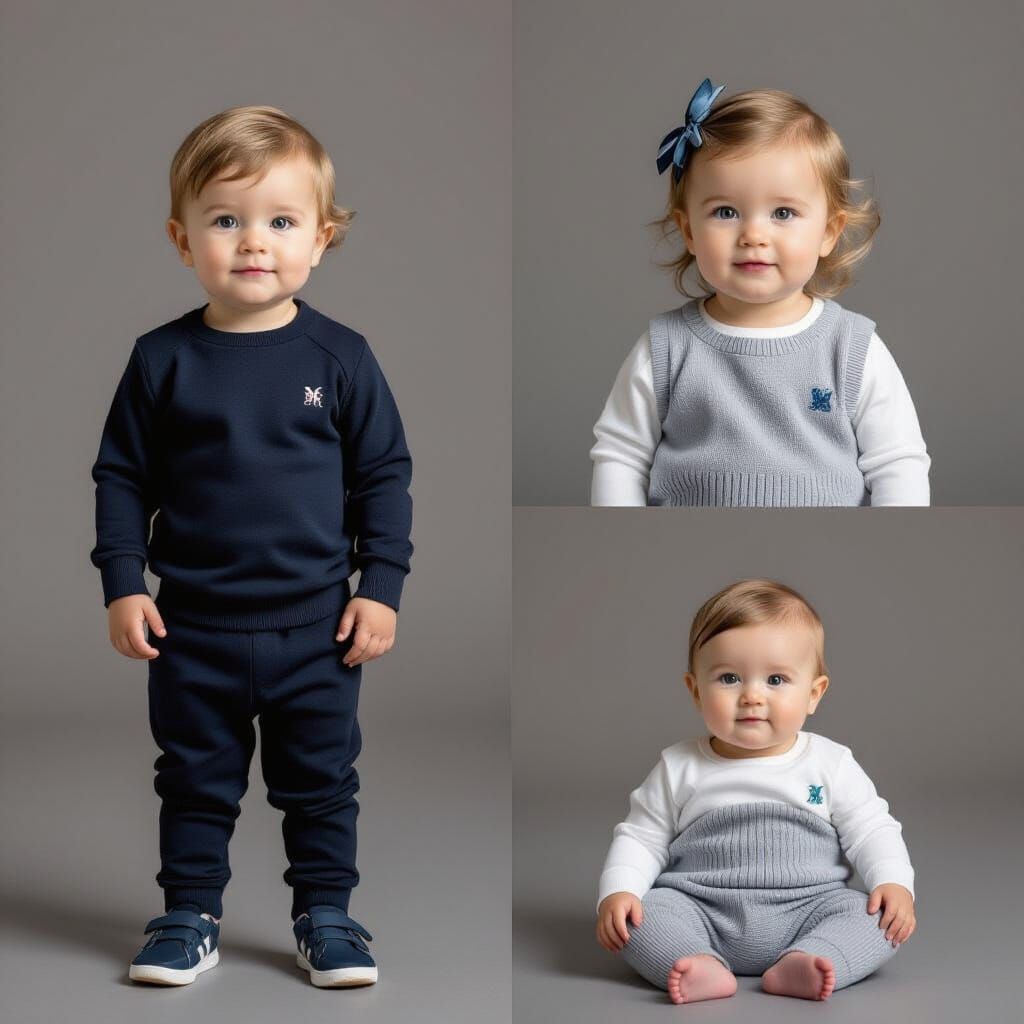 Children in Matching Sporty-Elegant Outfits: Studio Photos