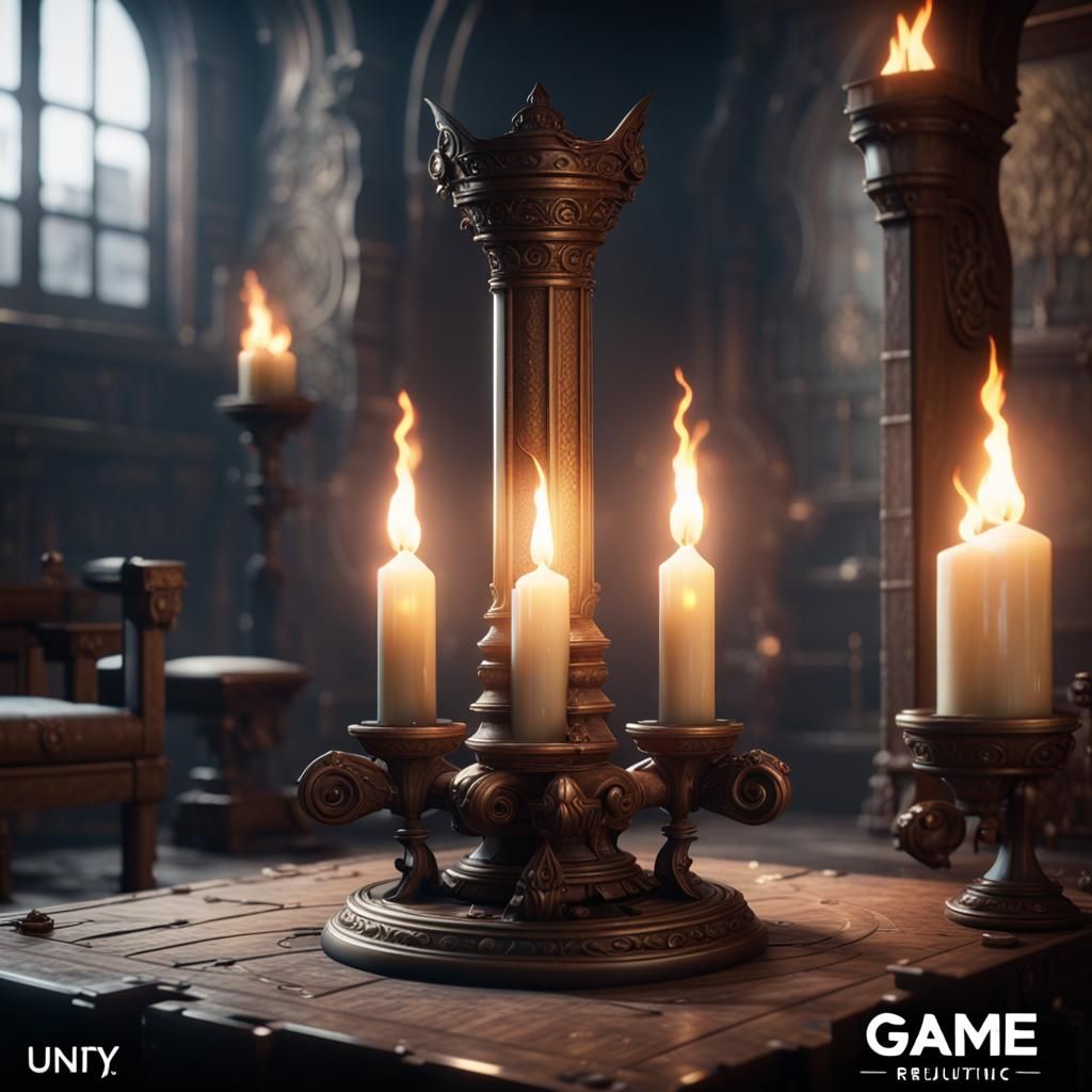 Candle in 3D Game Cinematic Style