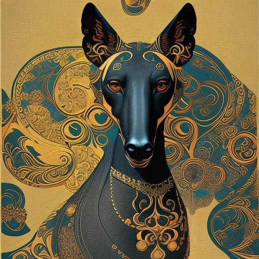 Klimt Greyhound Art Nouveau Portrait