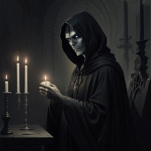 Eerie Necromancer in Dark Fantasy Style