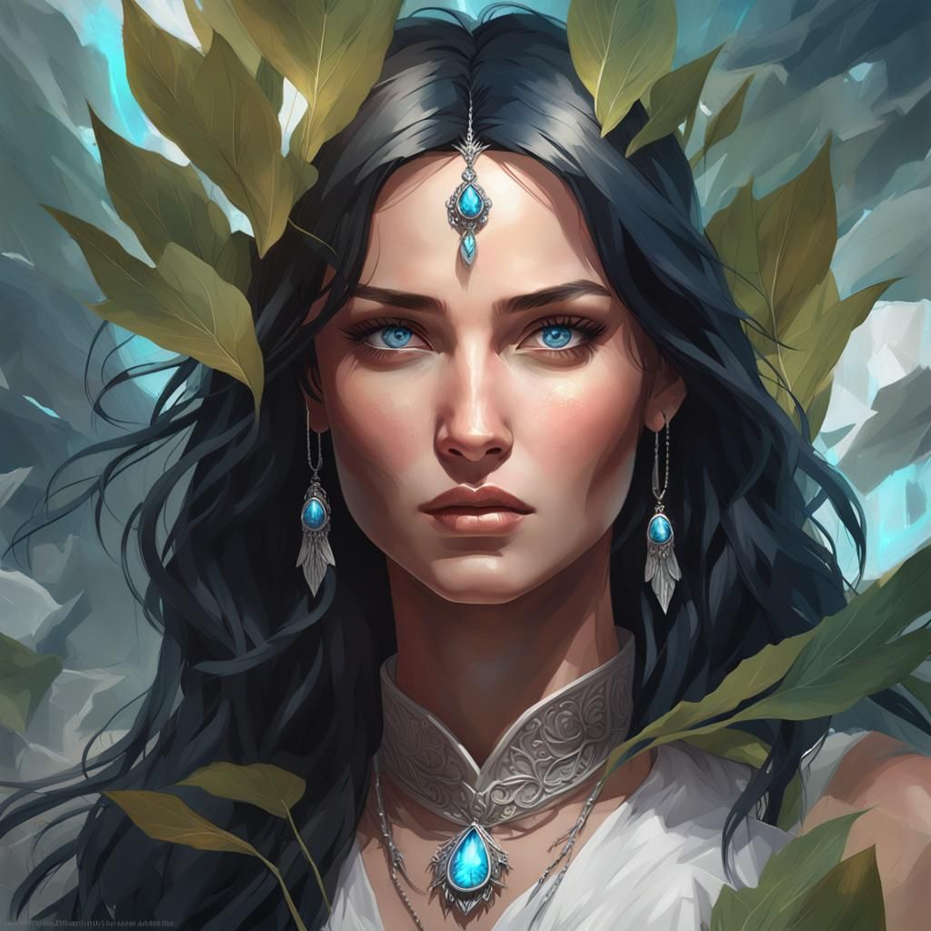 Blue-Eyed Demi-God Portrait in Hyperdetailed Style