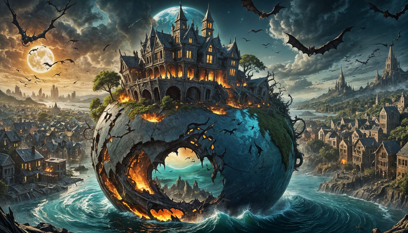 Split Earth Globe: Fantasy Concept Art