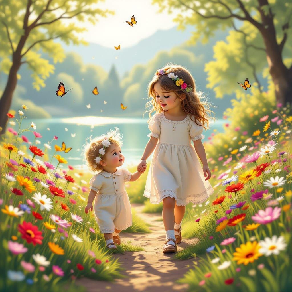 Sarah Kay's Spring Walk with a Cheerful Kid in Ethereal Fant...