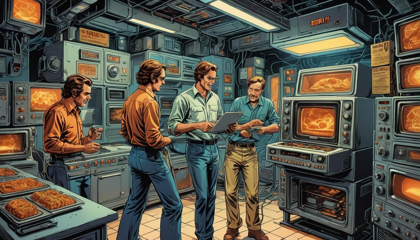 Retro-Futuristic Quantum Microwave Oven Comic Book Art