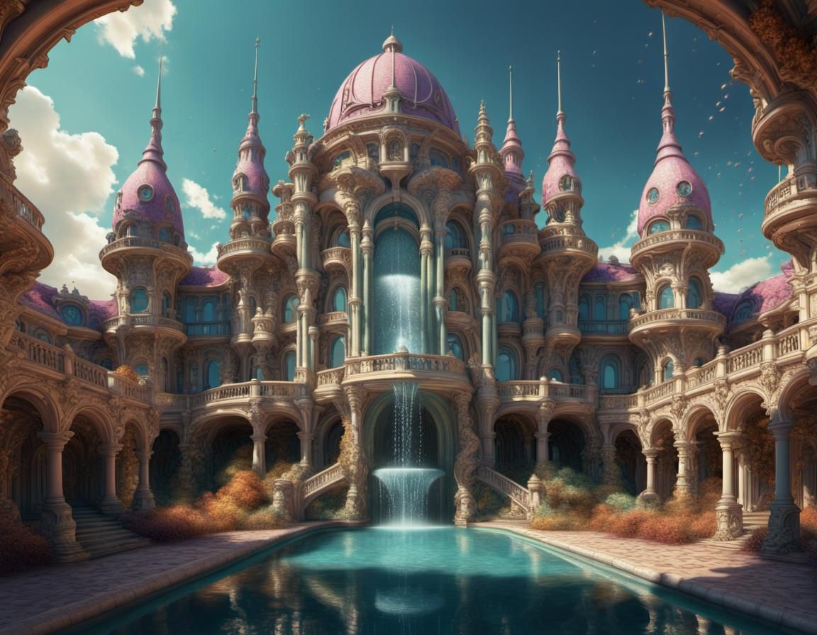 Fairytale Palace with Art Nouveau Rococo Architecture